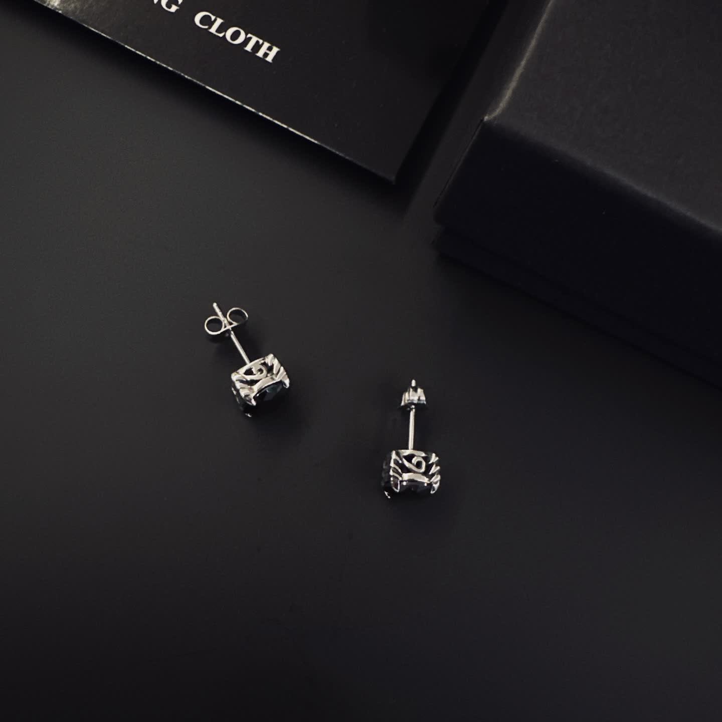 Chrome Hearts Silver Earrings with Black Stones